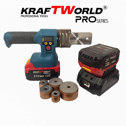 Акумулаторен поялник / лепачка за ППР тръби KraftWorld 21V с дисплей