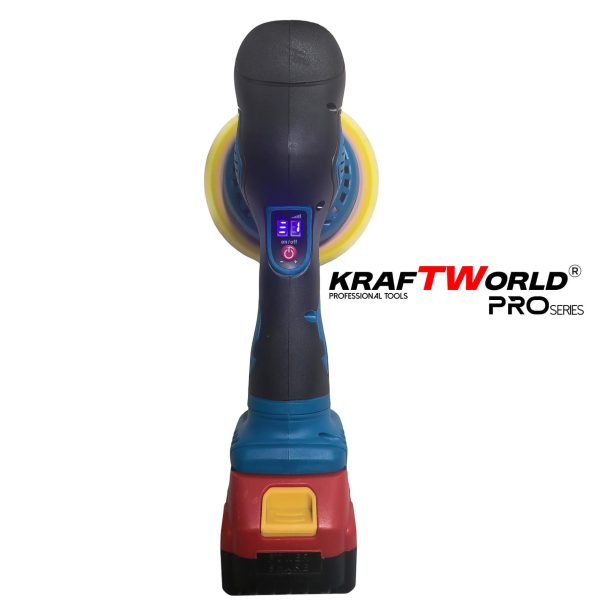 Акумулаторна ексцентрична полирмашина Ø150 мм KraftWorld 21V с 2 батерии и аксесоари
