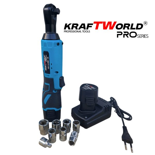 Акумулаторна ударна тресчотка 3/8″ 68Nm KraftWorld с 2 батерии12V