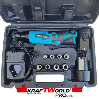 Акумулаторна ударна тресчотка 3/8″ 68Nm KraftWorld с 2 батерии12V