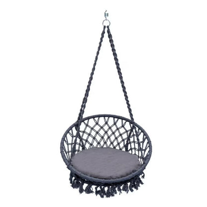 Висящо гнездо Макраме  – Градинска Въжена Люлка – Бяла, Сива и Черна