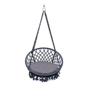 Висящо гнездо Макраме  – Градинска Въжена Люлка – Бяла, Сива и Черна