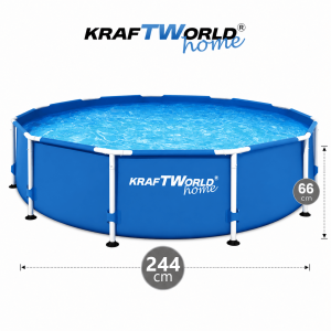 Басейн KraftWorld SteelMax 244×66см с метална рамка + ПОДАРЪК филтърна помпа