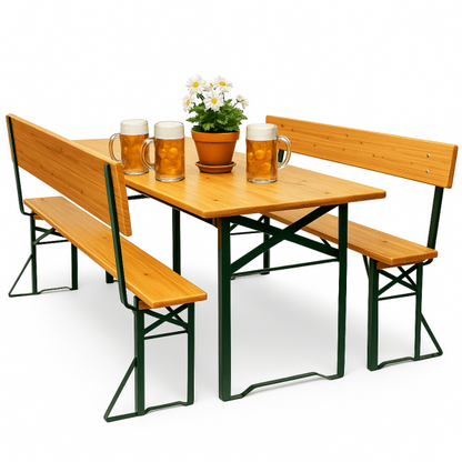 Градински бирен комплект Бавария Lux – маса и пейки с облегалки