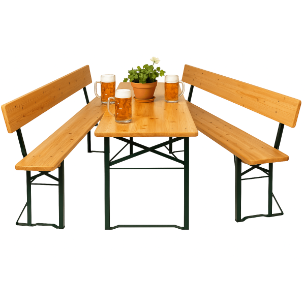 Градински бирен комплект Бавария Lux – маса и пейки с облегалки