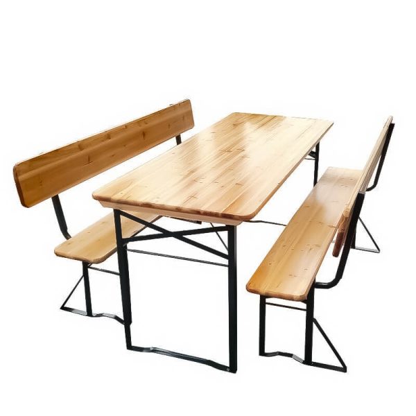 Градински бирен комплект Бавария Lux – маса и пейки с облегалки