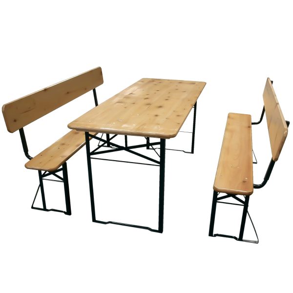 Градински бирен комплект Бавария Lux – маса и пейки с облегалки