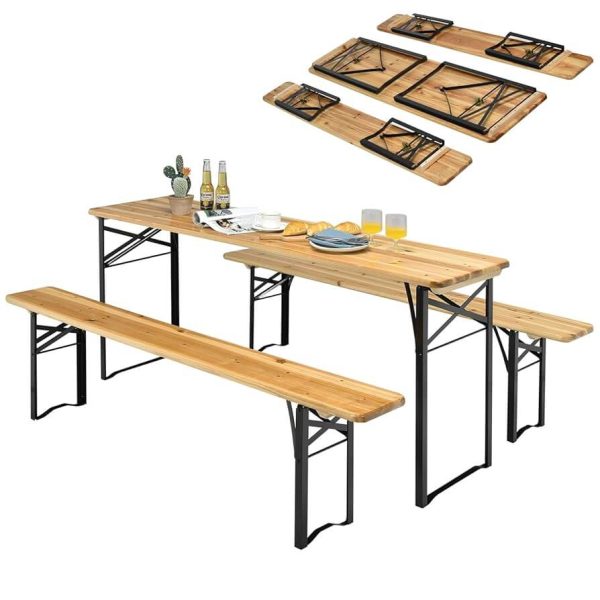 Бирен сет Бавария – градинска маса и 2 пейки, сгъваем комплект