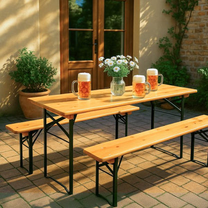 Бирен сет Бавария – градинска маса и 2 пейки, сгъваем комплект