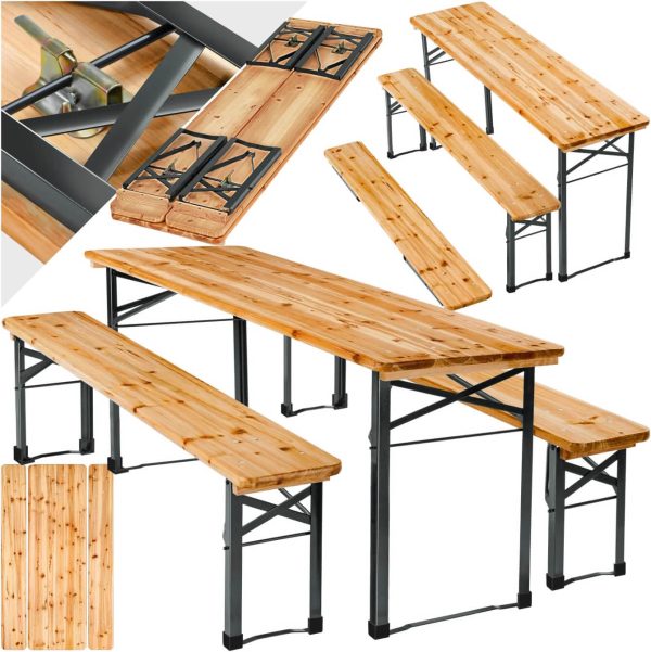 Бирен сет Бавария – градинска маса и 2 пейки, сгъваем комплект