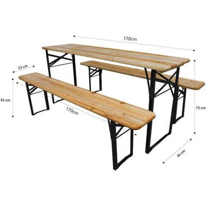 Бирен сет Бавария – градинска маса и 2 пейки, сгъваем комплект