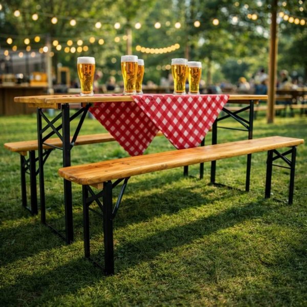 Бирен сет Бавария – градинска маса и 2 пейки, сгъваем комплект