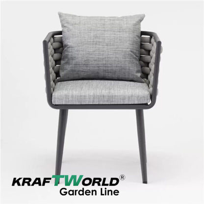 Градински комплект Amalfi: 4 алуминиеви стола с възглавници + маса Ø90 см