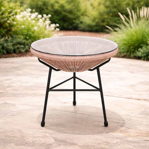 Дизайнерска маса Acapulco – метална конструкция и стъклен плот