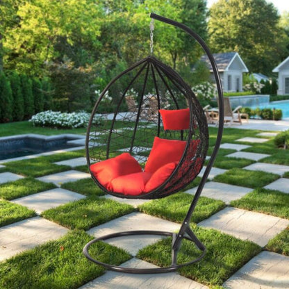 Висящ Ратанов Стол – ГОЛЯМА Градинска Люлка Водоустойчива в 4 Цвята