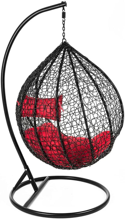 Голяма Черна Градинска Люлка – Висящ Ратанов Стол