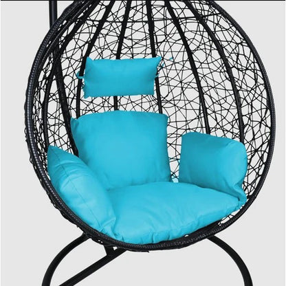 Голяма Черна Градинска Люлка – Висящ Ратанов Стол