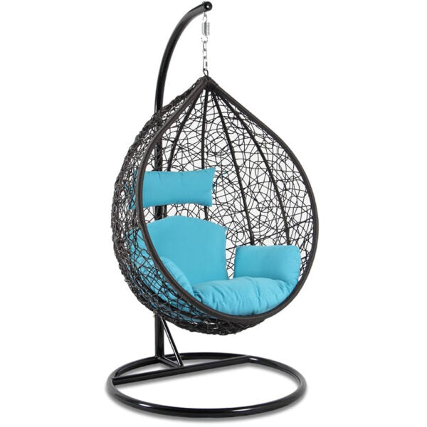 Голяма Черна Градинска Люлка – Висящ Ратанов Стол