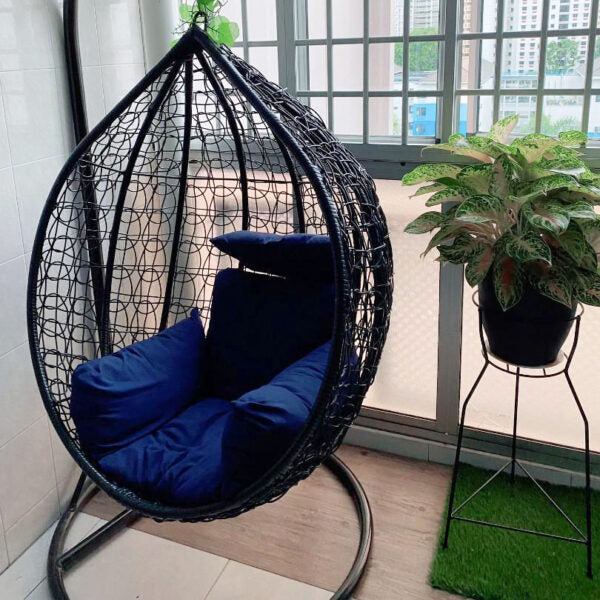 Висящ Ратанов Стол – ГОЛЯМА Градинска Люлка Водоустойчива в 4 Цвята