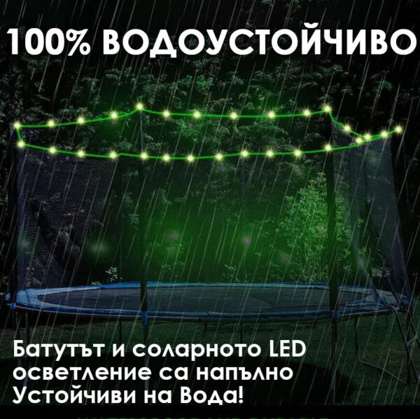 Детски батут с мрежа 244см с ПОДАРЪΚ LED Лампички – Подсилена конструкция и UV защита
