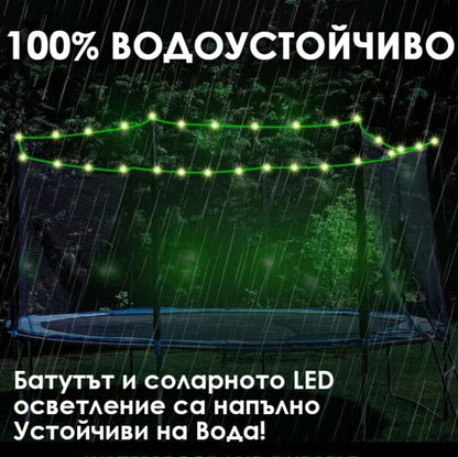 Детски батут с мрежа 244см с ПОДАРЪΚ LED Лампички – Подсилена конструкция и UV защита
