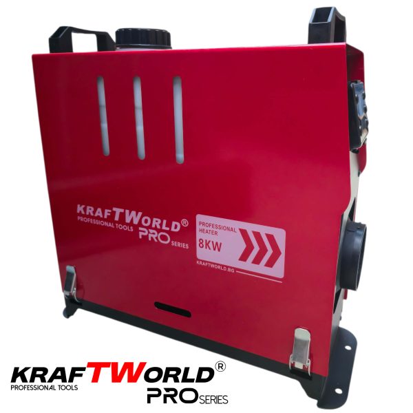 Преносима дизелова печка KraftWorld PRO 8kW 12V – електронно управление, дистанционно, нисък разход