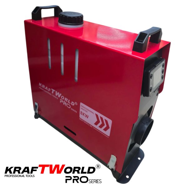 Преносима дизелова печка KraftWorld PRO 8kW 12V – електронно управление, дистанционно, нисък разход