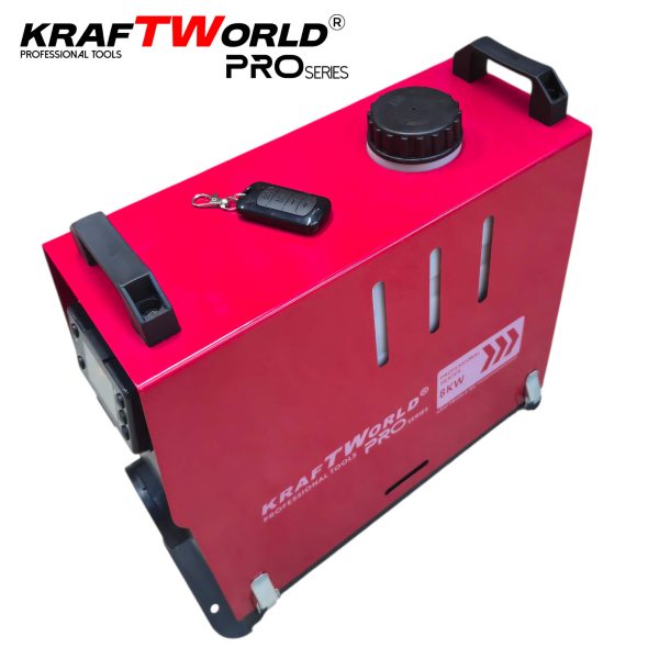 Преносима дизелова печка KraftWorld PRO 8kW 12V – електронно управление, дистанционно, нисък разход