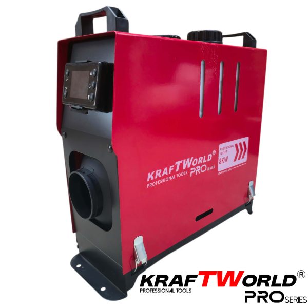 Преносима дизелова печка KraftWorld PRO 8kW 12V – електронно управление, дистанционно, нисък разход