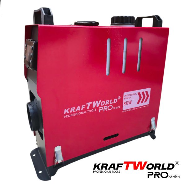 Преносима дизелова печка KraftWorld PRO 8kW 12V – електронно управление, дистанционно, нисък разход