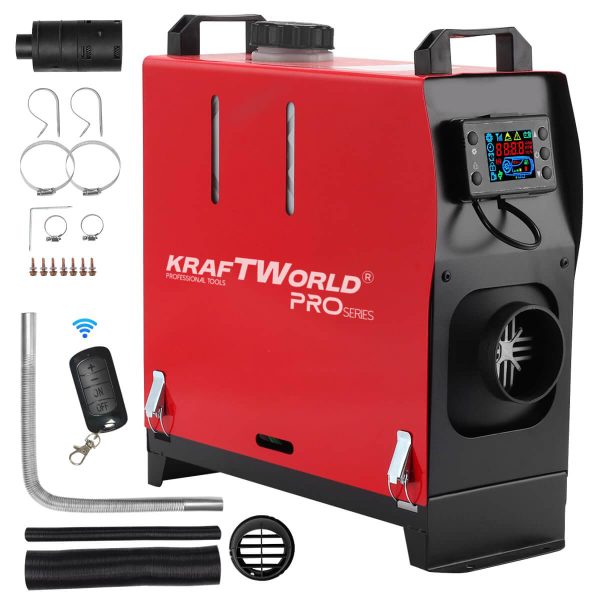 Преносима дизелова печка KraftWorld PRO 8kW 12V – електронно управление, дистанционно, нисък разход