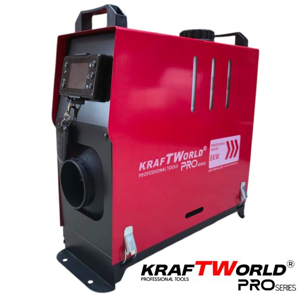 Преносима дизелова печка KraftWorld PRO 8kW 12V – електронно управление, дистанционно, нисък разход