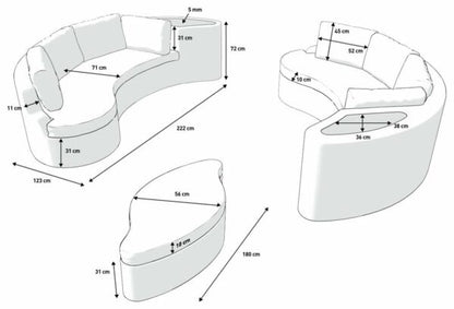 Градински комплект Long Beach: 2 ратанови дивана и табуретка/маса с опция за сглобяване в легло