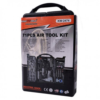 ПРОМО ПАКЕТ Пневматични инструменти 72ч + Компресор за въздух 50л. KraftWorld