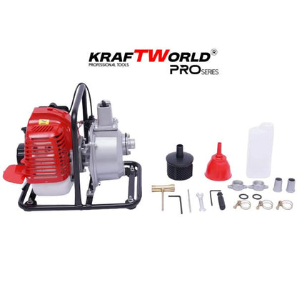 KraftWorld Водна Помпа 1″ Бензинова, Двутактова 1.8kW 74cc до 30м напор