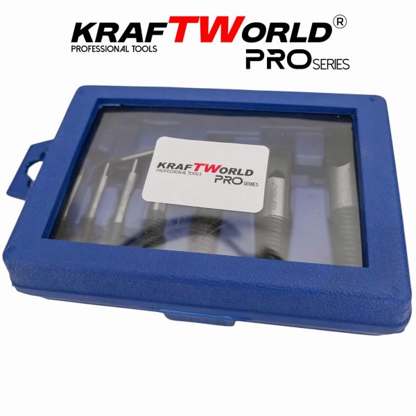 Комплект екстрактори Kraftworld pro – 8 части за болтове и скъсани ВиК фитинги