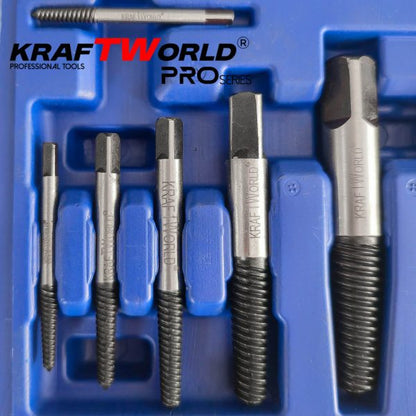 Комплект екстрактори Kraftworld pro – 8 части за болтове и скъсани ВиК фитинги