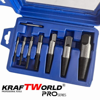 Комплект екстрактори Kraftworld pro – 8 части за болтове и скъсани ВиК фитинги