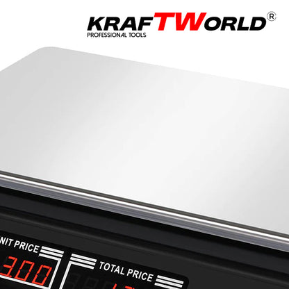 Електронна везна KraftWorld до 40 кг – Кантар с метален плот,с памет до 7 артикула