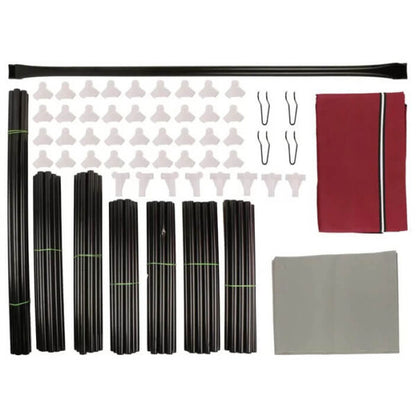 Трикрилен текстилен гардероб с 8 рафта и лост за дрехи