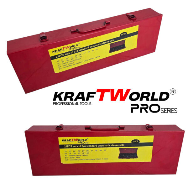 Гедоре 21 части с 12-стенни ударни вложки KraftWorld 3/4″ – професионален комплект за камиони