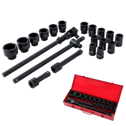 Професионално гедоре 21 части KraftWorld – ударни вложки до 50 мм + метална кутия