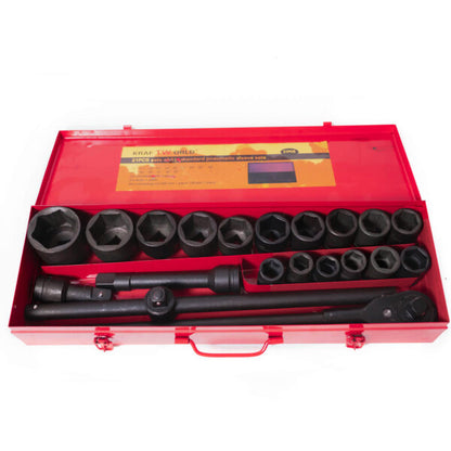 Професионално гедоре 21 части KraftWorld – ударни вложки до 50 мм + метална кутия