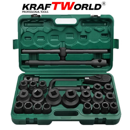 Камионджийско гедоре 26 части KraftWorld – 3/4″ & 1″, ударни вложки 21–65 мм