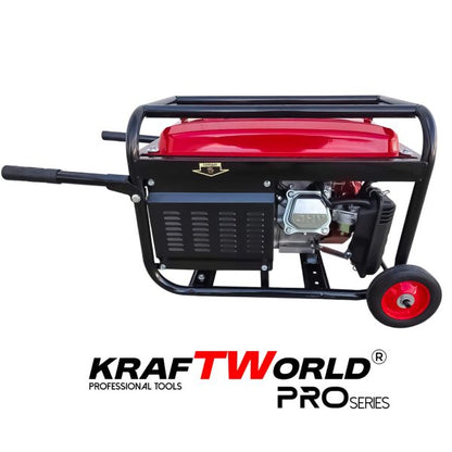 Бензинов Четиритактов генератор KraftWorld 4.5 kW с колела и дръжки