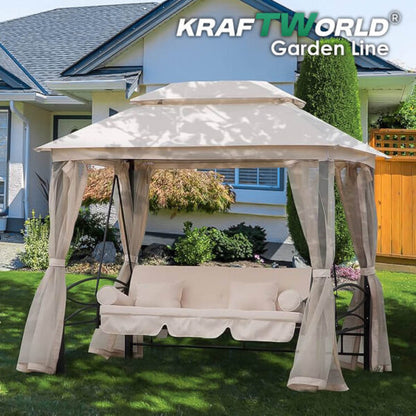 Луксозна градинска люлка Marbella с шатра и мрежа – трансформираща се в легло