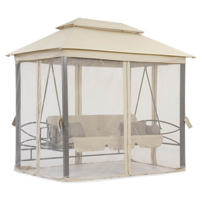 Луксозна градинска люлка Marbella с шатра и мрежа – трансформираща се в легло