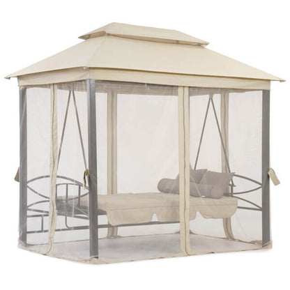 Луксозна градинска люлка Marbella с шатра и мрежа – трансформираща се в легло