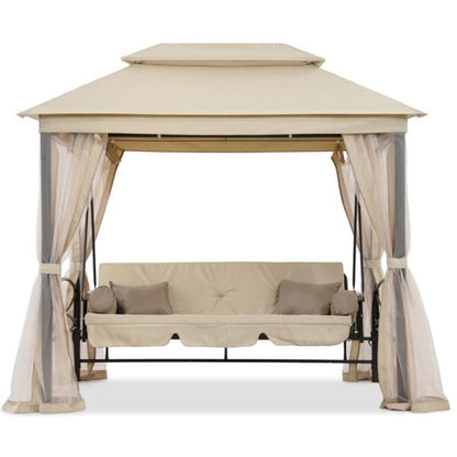 Луксозна градинска люлка Marbella с шатра и мрежа – трансформираща се в легло