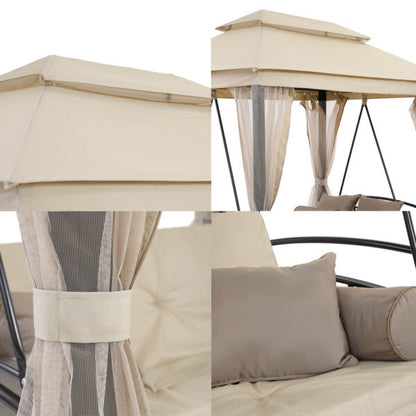 Луксозна градинска люлка Marbella с шатра и мрежа – трансформираща се в легло